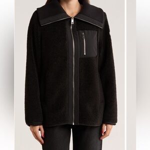 Michael Kors new with tag, Women's Black fleece/ longer Zip-Up Jacket